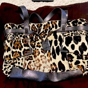 MICHAEL KORS Black/Brown Leopard Print Calf Hair and Leather